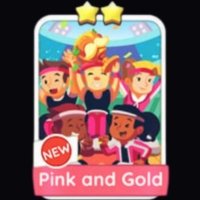 monopoly go stickers, Pink and Gold